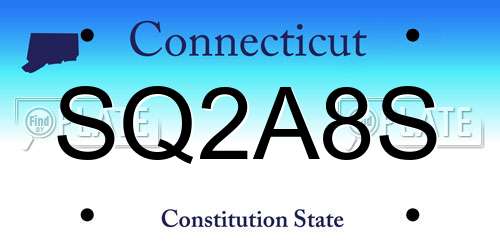 SQ2A8S Connecticut License Plate