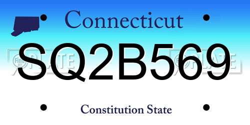 SQ2B569 Connecticut License Plate
