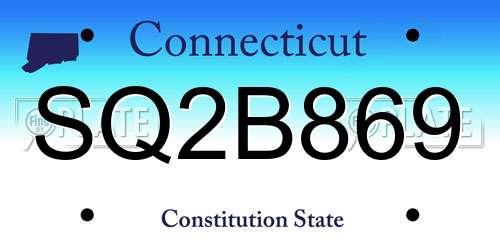 SQ2B869 Connecticut License Plate
