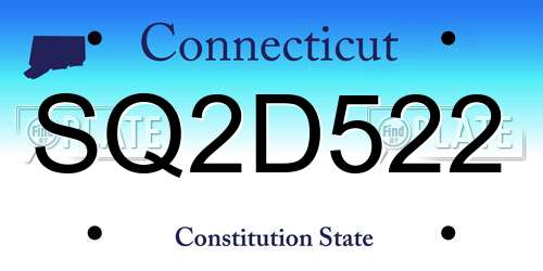 SQ2D522 Connecticut License Plate