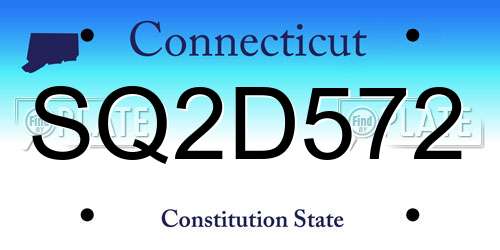 SQ2D572 Connecticut License Plate
