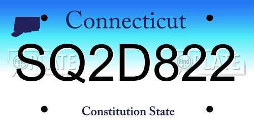 SQ2D822 Connecticut License Plate
