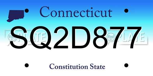 SQ2D877 Connecticut License Plate