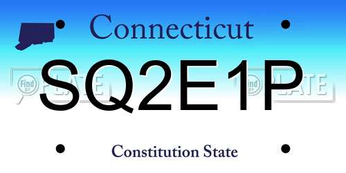 SQ2E1P Connecticut License Plate