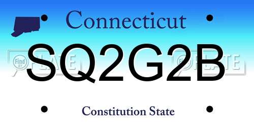 SQ2G2B Connecticut License Plate