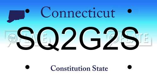 SQ2G2S Connecticut License Plate