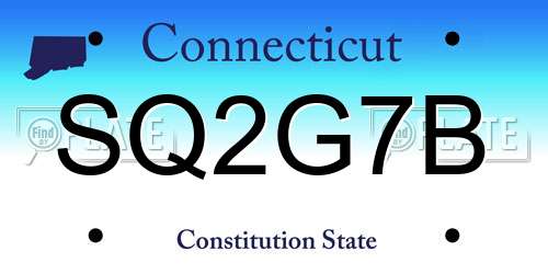 SQ2G7B Connecticut License Plate