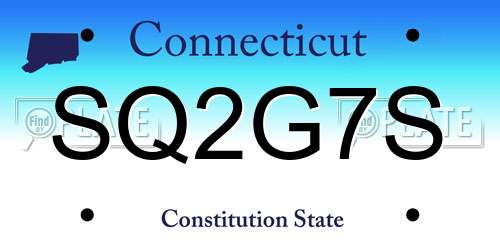 SQ2G7S Connecticut License Plate
