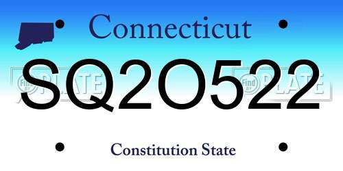 SQ2O522 Connecticut License Plate