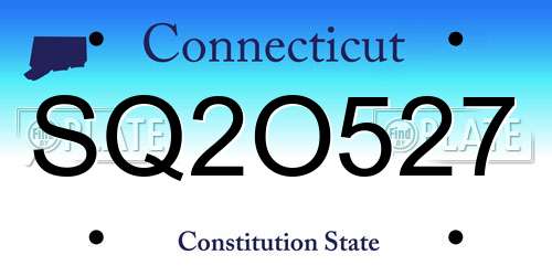 SQ2O527 Connecticut License Plate
