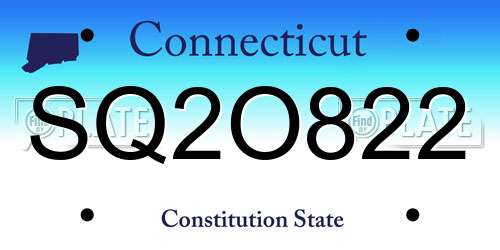 SQ2O822 Connecticut License Plate