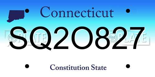 SQ2O827 Connecticut License Plate