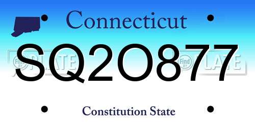SQ2O877 Connecticut License Plate