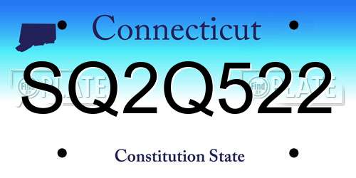 SQ2Q522 Connecticut License Plate