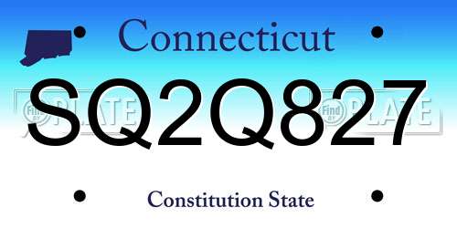 SQ2Q827 Connecticut License Plate