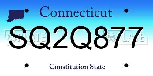 SQ2Q877 Connecticut License Plate