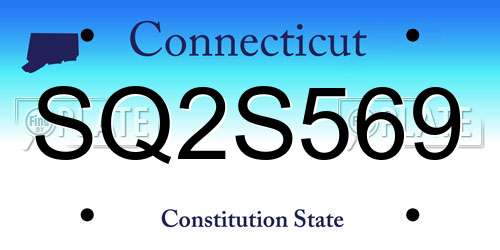 SQ2S569 Connecticut License Plate