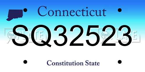 SQ32523 Connecticut License Plate