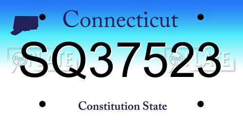 SQ37523 Connecticut License Plate