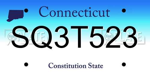 SQ3T523 Connecticut License Plate