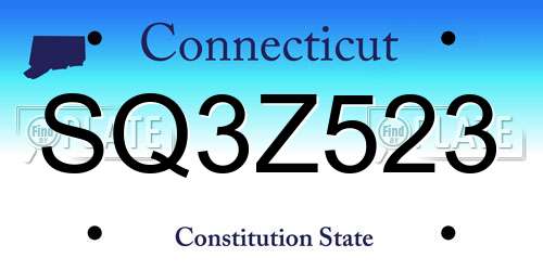 SQ3Z523 Connecticut License Plate
