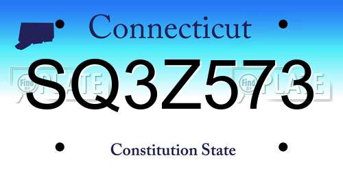 SQ3Z573 Connecticut License Plate