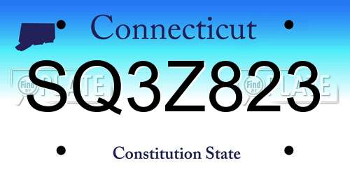 SQ3Z823 Connecticut License Plate