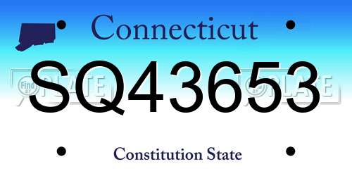 SQ43653 Connecticut License Plate
