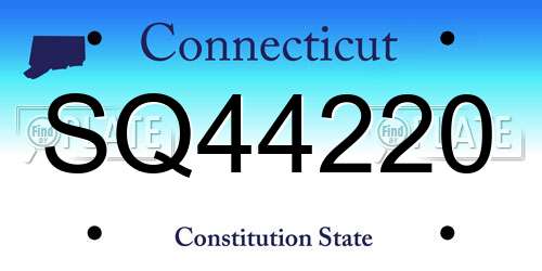 SQ44220 Connecticut License Plate
