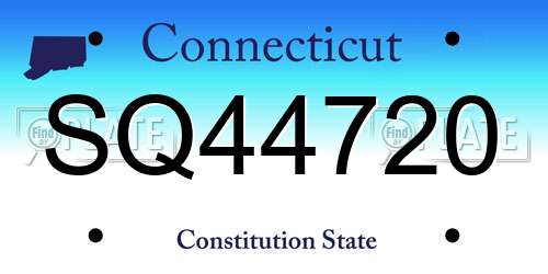 SQ44720 Connecticut License Plate