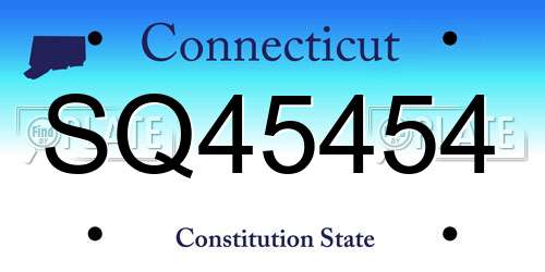 SQ45454 Connecticut License Plate