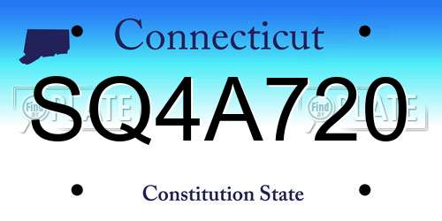 SQ4A720 Connecticut License Plate