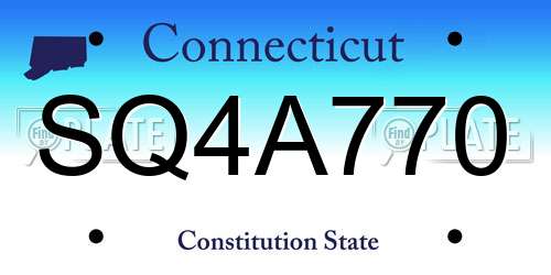 SQ4A770 Connecticut License Plate