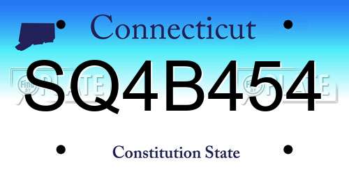 SQ4B454 Connecticut License Plate