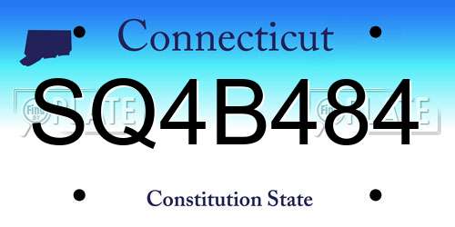 SQ4B484 Connecticut License Plate