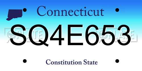 SQ4E653 Connecticut License Plate