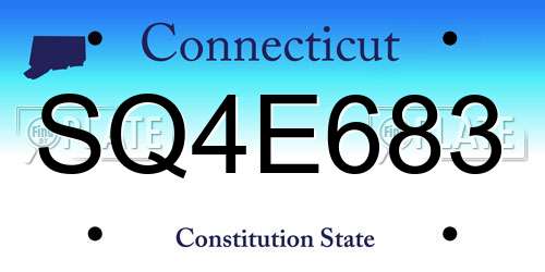 SQ4E683 Connecticut License Plate