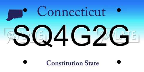 SQ4G2G Connecticut License Plate