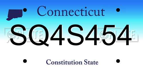 SQ4S454 Connecticut License Plate