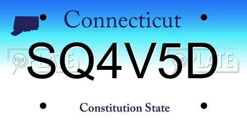 SQ4V5D Connecticut License Plate