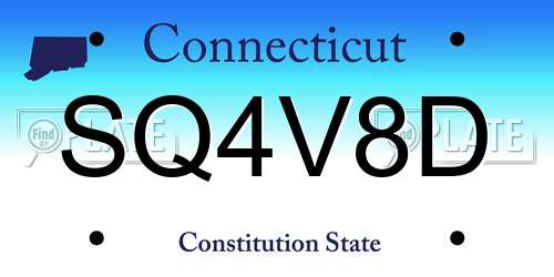 SQ4V8D Connecticut License Plate