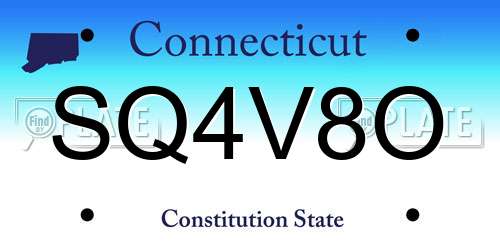 SQ4V8O Connecticut License Plate