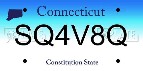 SQ4V8Q Connecticut License Plate