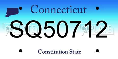SQ50712 Connecticut License Plate