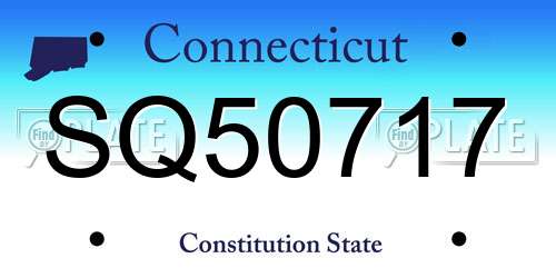 SQ50717 Connecticut License Plate