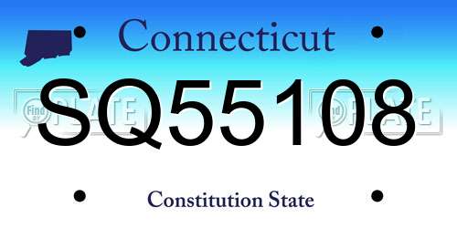 SQ55108 Connecticut License Plate