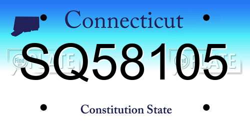 SQ58105 Connecticut License Plate