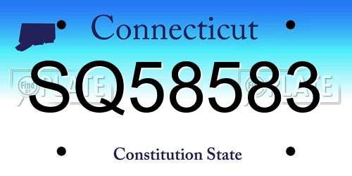 SQ58583 Connecticut License Plate