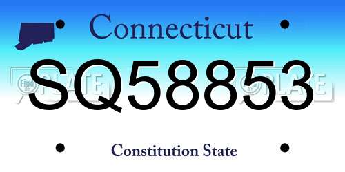 SQ58853 Connecticut License Plate