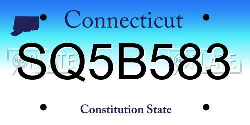 SQ5B583 Connecticut License Plate
